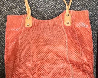 Sondra Roberts Squared Snakeskin Embossed Tote Bag