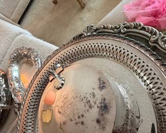 Silver Plated Serving Tray with Domed Lid