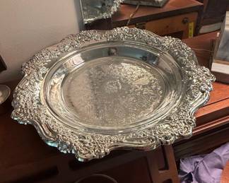 Ornate Silver-Plated Serving Tray by Poole