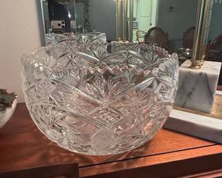Antique American Brilliant Cut Glass Punch Bowl