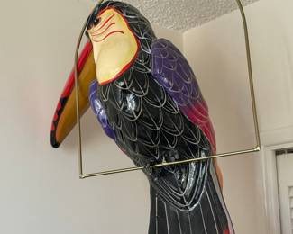 Large Hand Painted Wooden Toucan Hanging Decor