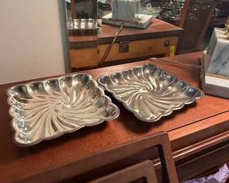 Pair of Silver-Plated Swirl Shell Dishes