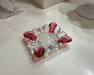 Westmoreland Ruby Red Flashed Glass Ashtray