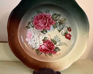 Bavarian Hand-Painted Rose Decorative Plate
