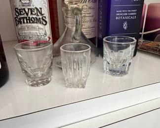 Set of Three Vintage Cut Glass Shot Glasses