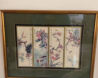 Four Panel Japanese Silk Painting
