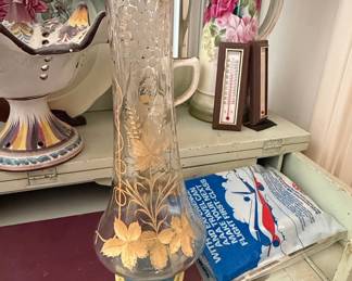 Glass Vase with Gilded Grapes and Leaves by Selchow & Righter Co.