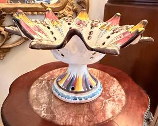 Alcobaca Portugal Hand-Painted Ceramic Footed Bowl
