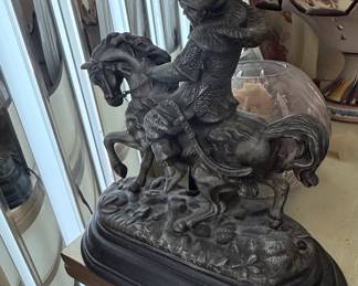 Bronze Sculpture of a Knight on Horseback