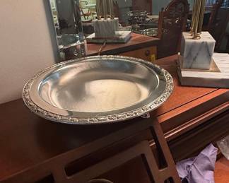 Wm. Rogers Silver Plated Serving Tray with Floral Rim