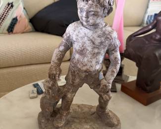 Austin Productions "Pals" Figural Sculpture of a Boy with a Toy Dog