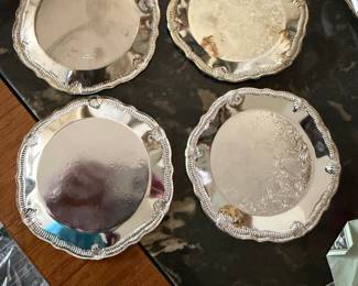 Silver-Plated Footed Trays (Set of 4) - "Made in China"