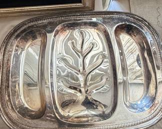 Silver Plated "Tree of Life" Relish Dish with Three Compartments