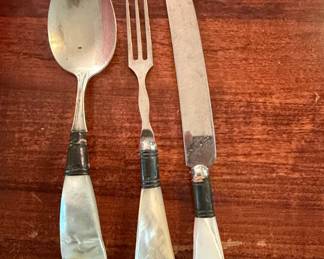 Set of Three Mother of Pearl Handled Cutlery Pieces