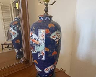 Antique Imari Porcelain Baluster Vase Lamp
