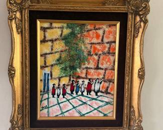 Kaye Enamel on Copper Wall Art - "The Rabbi and the Children"