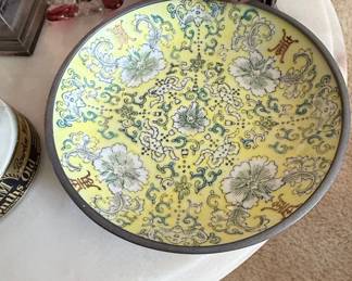Vintage ACF Japanese Porcelain Ware Bowl with Pewter Rim
