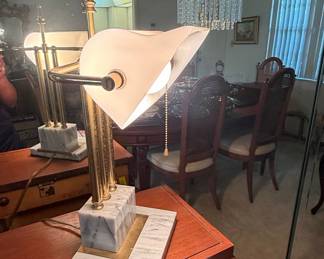 Brass and Marble Bankers Lamp