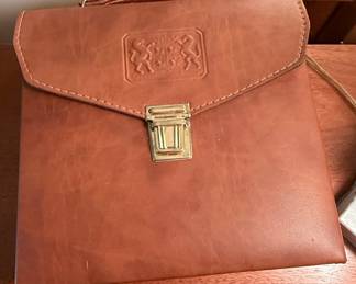 Vintage Leather Travel Bar Set with 2 Flasks and Glasses