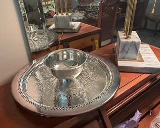 Wm. A. Rogers Silver Plated Footed Bowl on Tray