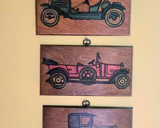 Vintage Wooden Automobile Art