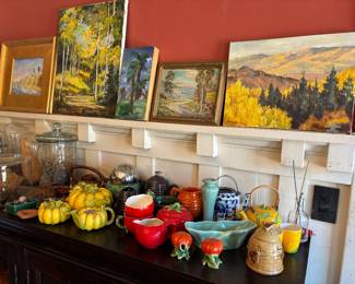 Tea pot sets & oil paintings
