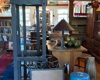  Arts & Crafts Mission Grandfather clock, copper fire screen