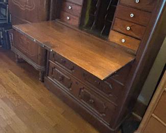 Drop front desk dresser