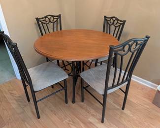5-piece Dining Set : round table & 4 metal chairs : $150 