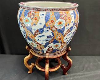 Vintage Imaristyle Porcelain Fishbowl Planter