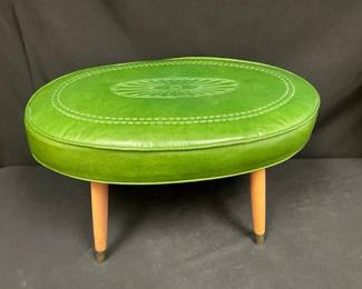 Green Carved Leather Stool