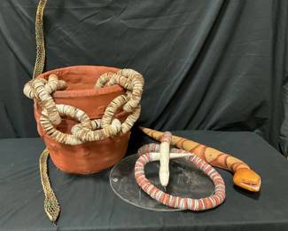 Artisan Crafted Snakes  Clay Basket