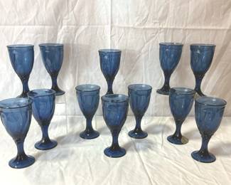 Noritake Blue Swirl Wine Goblets