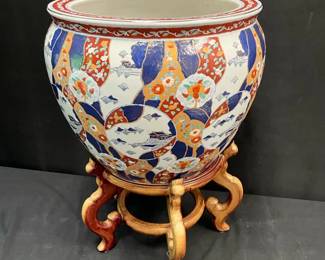 Vintage Lotus Fishbowl Planter