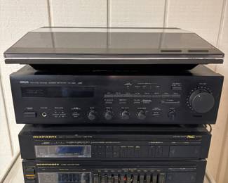 B&O Beogram turntable, Yamaha receiver and Marantz receiver and equalizer