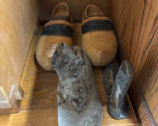 Vintage shoe and wood shoes