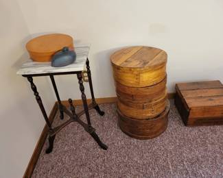 Marble top and cheese boxes