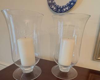 Glass Hurricane Candle Holders 