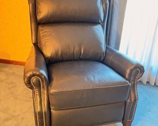 Barcalounger Thornfield Low Leg Recliner in Ashford Walnut -Dark Blue