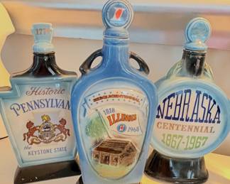 1968 Jim Beam Illinois Whisky Decanter, 1968 Jim Beam Historic Pennsylvania Whisky Decanter, Nebraska Centennial Whiskey Decanter 