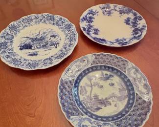 Staffshire Plate, German Seltman WeidanHermatland and Johnson Bro “Blue Onion” 