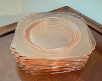 Pink Depression Glass Desert/ 8-Salad Plates