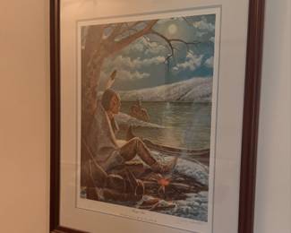 John Ruthven Shawnee Indian and Moonlight Watch- Signed Print 