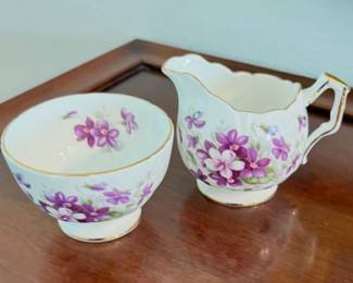 Vintage Aynsley Violette Crocus Shape Cream and Sugar Fine Bone China