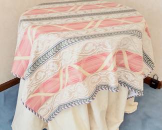 Round Table with Custom Table Cloths 