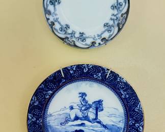 Royal Staffordshire Pottery plate in the "Iris" pattern, And ROYAL DOLTON FLOW BLUE GEORGE MORLAND HUNT PLATE 1902