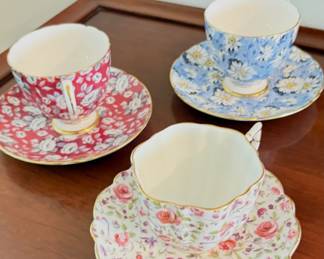 vintage Shelley England bone china teacups