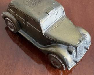 vintage Banthrico 1935 Ford Taxi metal coin bank