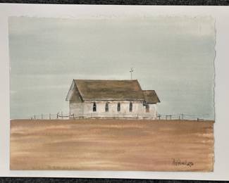 Art#00Art#002- #009 ($95 each) Mitch Howell Coon/ Country Church Watercolor Print 