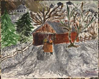 Art#247 ($40) Lisa Howell-Baxter = Winter Scene '69/Oil Original